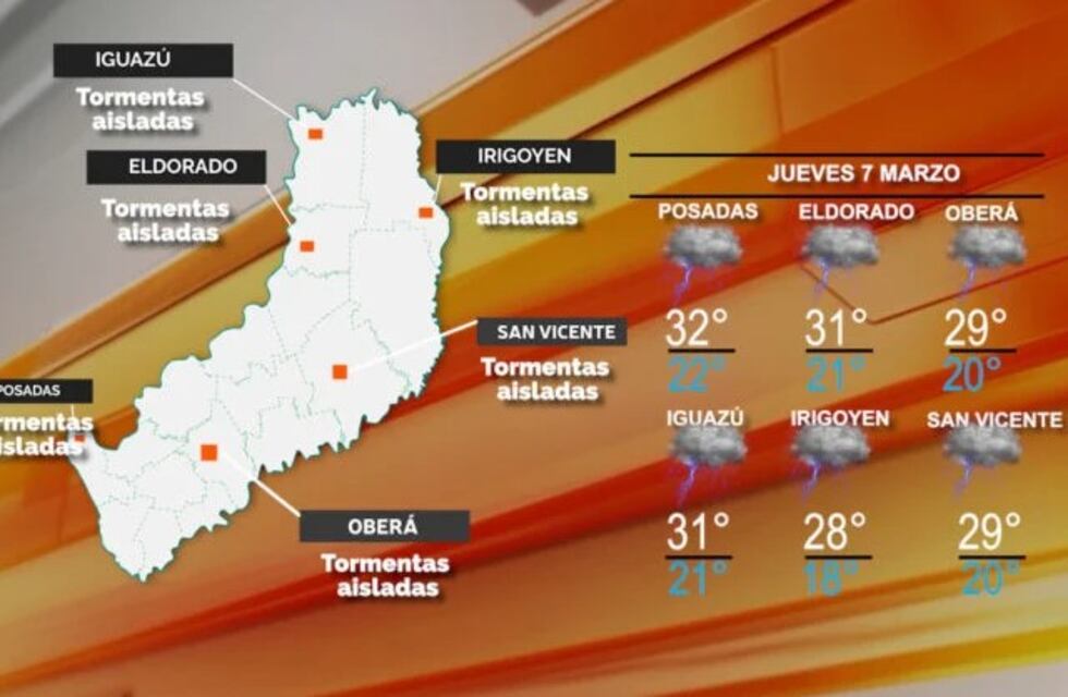 Se esperan posibles lluvias y tormentas para este jueves en la zona Norte de Misiones