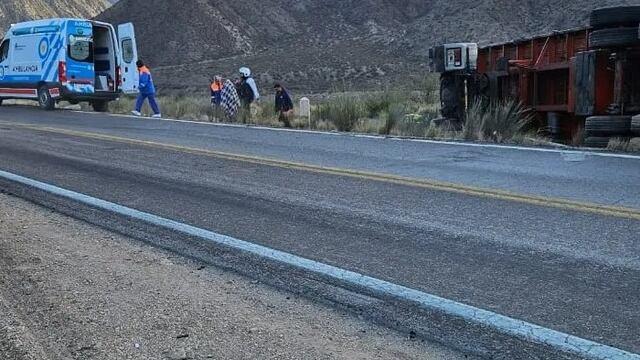 Volcó un camión en la Ruta 7 y hubo dos heridos.