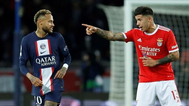 La insólita discusión de Enzo Fernández con Neymar Jr en el cierre del duelo entre PSG y Benfica.