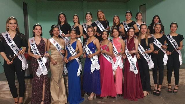 Las representantes de los distritos de Guaymallén que participarán de la polémica elección de la Reina de la Vendimia del departamento. Gentileza Coreguay