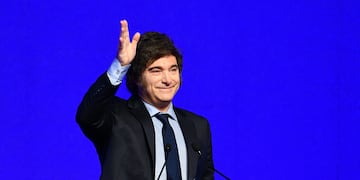 El presidente Javier Milei en el acto de la Fundación Mediterránea. (Pedro Castillo / La Voz)