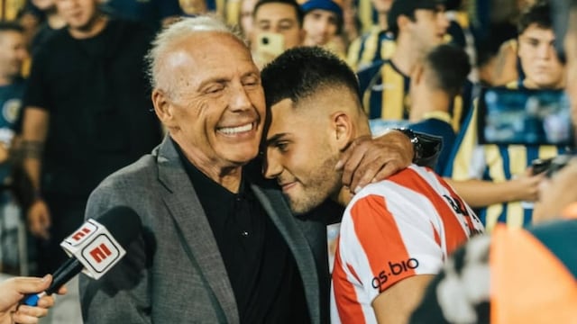 Miguel Ángel Russo junto a su hijo, quien jugó en Instituto. (Foto: Prensa)