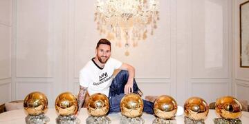 Lionel Messi quedó inmortalizado en un mural de casi 70 metros en Rosario luego de ganar su séptimo Balón de Oro (France Football).