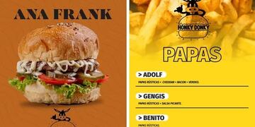 Escándalo y repudio: las hamburguesas "Ana Frank" y las papas "Adolf" o "Benito" que se venden en Rafaela