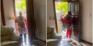 El momento del desmayo de la mujer al ver a su hija que volvió a la Argentina luego de 10 meses