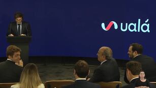 Javier Milei en una presentación de Ualá