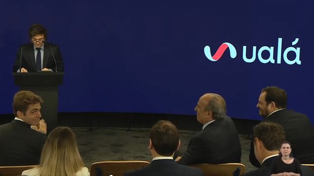 Javier Milei en una presentación de Ualá
