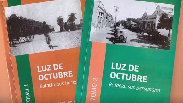 Los dos tomos del libro "Luz de octubre" de Alcides Castagno