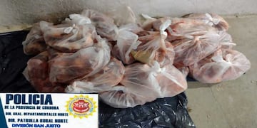 Allanamiento positivo: secuestro de carne bovina faenada