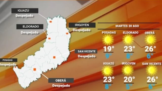 Martes con cielo despejado y frío en Misiones.