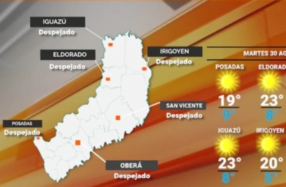 Martes con cielo despejado y frío en Misiones
