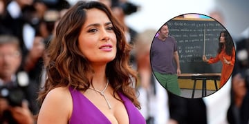 Salma Hayek le dio lecciones de español a Adam Sandler.
