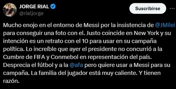 Mensaje de Jorge Rial