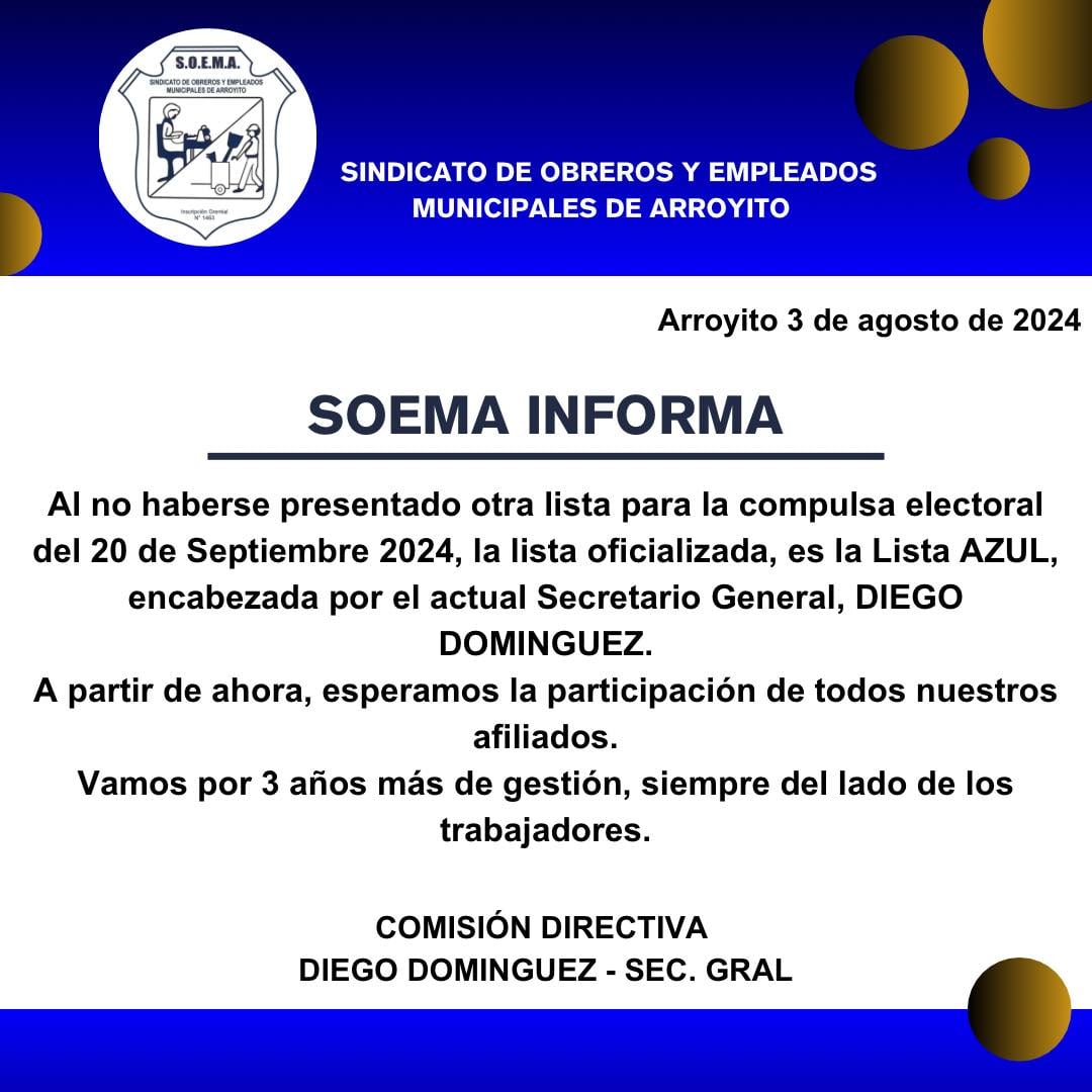 una sola lista elecciones SOEMA