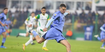 Pablo Vegetti, delantero de Belgrano, habló tras el partido con Defensa. (Prensa CAB).