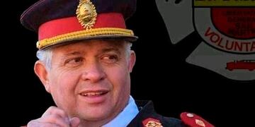 Último adiós al Jefe de cartel de bomberos voluntarios de La Falda, Gabriel Molina.