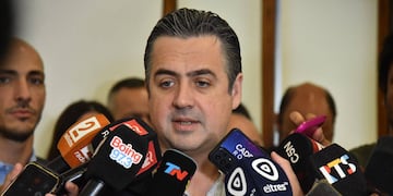El ministro de Justicia y Seguridad de Santa Fe, Pablo Cococcioni, brindó una conferencia de prensa en Rosario.