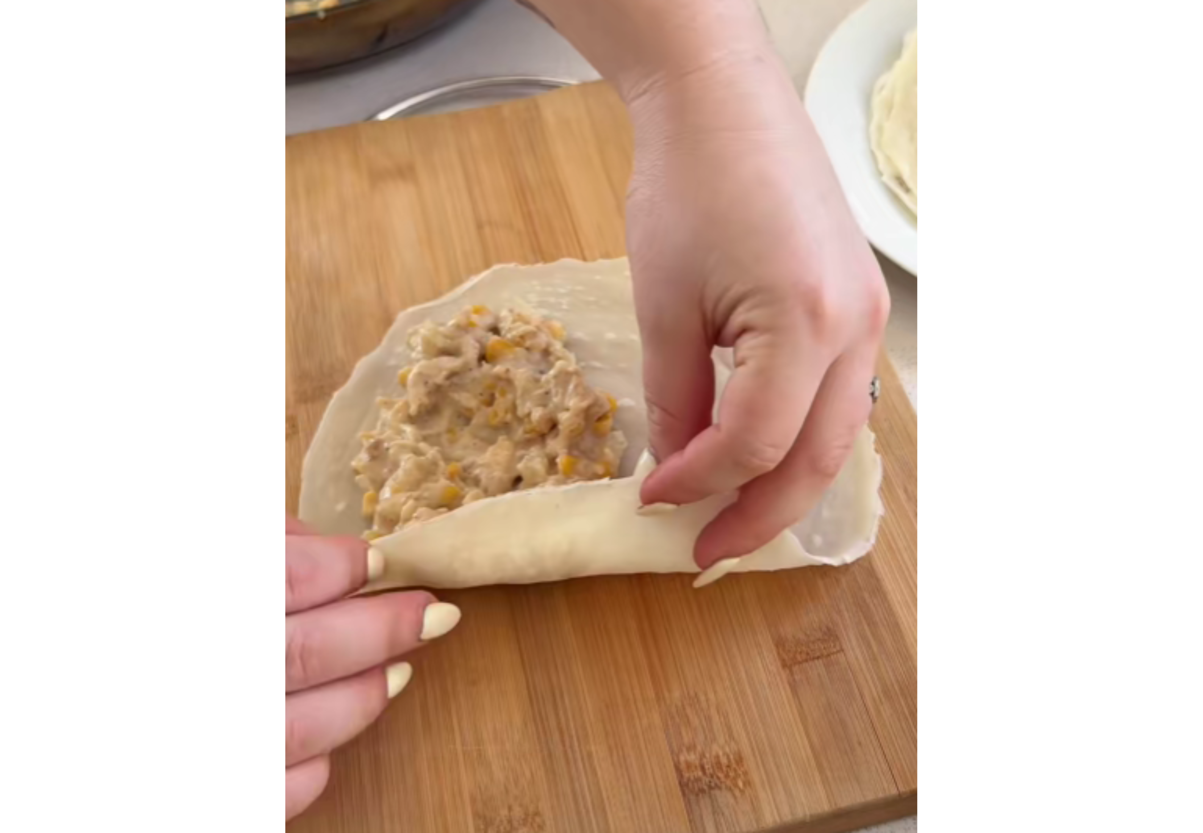 Arrolladitos de pollo y vegetales.