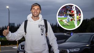 Dibu Martínez reacciono a la acción de Moroni en el Mundial de Rugby. Foto: Web