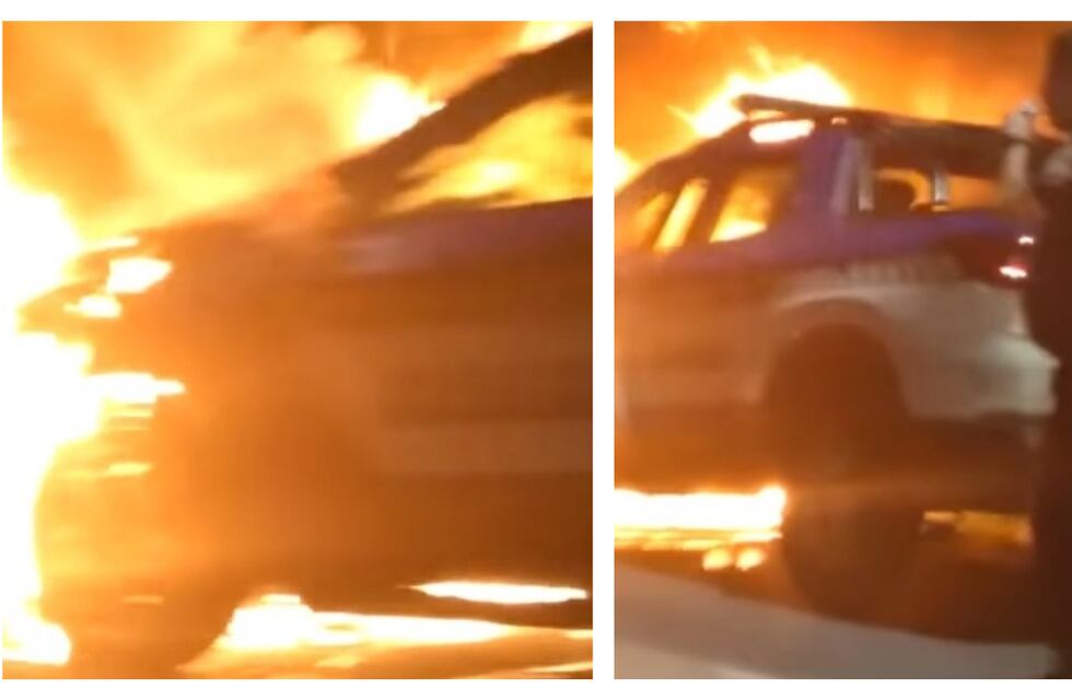Impresionante video: filman una camioneta de la Caminera prendida fuego