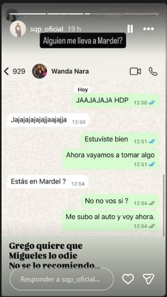 Wanda Nara expuso a Grego Rosello y mostró lo que le mandó