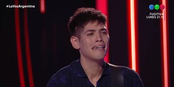 El cordobés Nicolás Reartes rompió en llanto tras su ingreso en "La voz argentina" (Captura de pantalla)