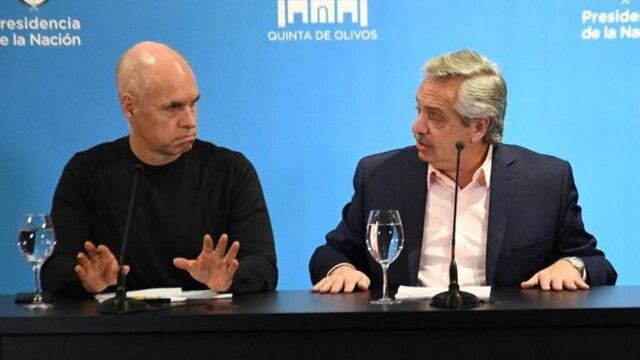 Alberto Fernández junto a Horacio Rodríguez Larreta (Archivo)