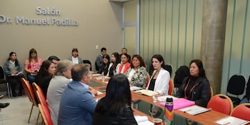 El equipo técnico de la Secretaría de Derechos Humanos, que conduce Marcela Infante (al centro), formalizó la presentación de su plan de trabajo anual ante la comisión legislativa que trata el tema.