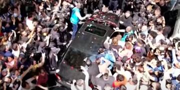 La llegada del candidato Javier Milei.