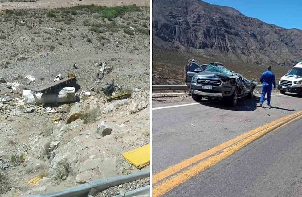Impresionante accidente en la Ruta 7: un camión y un auto cayeron 60 metros por un barranco en Potrerillos
