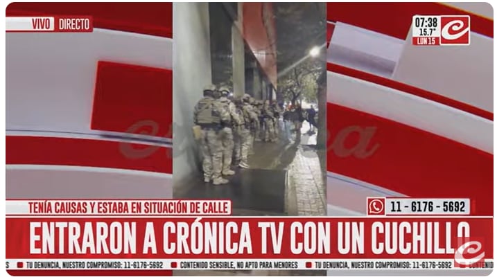 La placa de Crónica TV.
