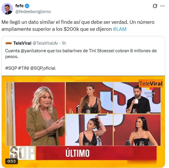 Presunto sueldo de los bailarines de Tini Stoessel.