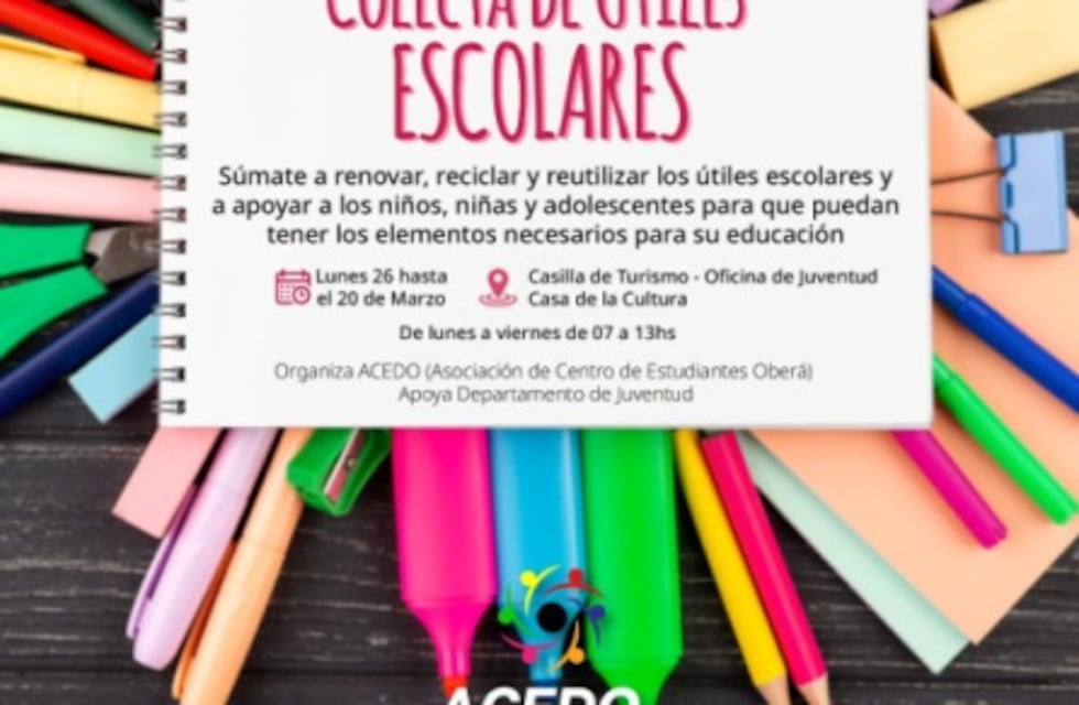 Estudiantes de Oberá organizan una campaña de recolección de útiles escolares