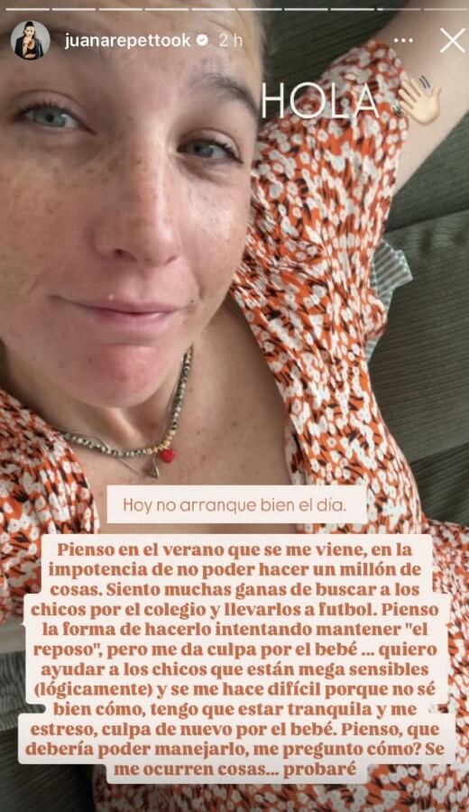 El dramático episodio que vive Juana Repetto con su embarazo.
