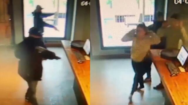 El violento asalto quedó filmado por las cámaras de seguridad del lugar. (Captura)