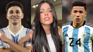 Julián Álvarez, Valentina Cervantes y Enzo Fernández.