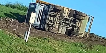 Camión volcado en el Complejo Ambiental