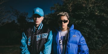 Lit Killah y FMK, en un alto de la grabación de "Ese mensaje". (Warner Music Argentina)