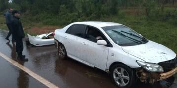 Accidente vial en San Pedro: un automóvil despistó.