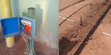 Robaron los cables de la instalación eléctrica de las canchas de tenis del Club Costa Sud