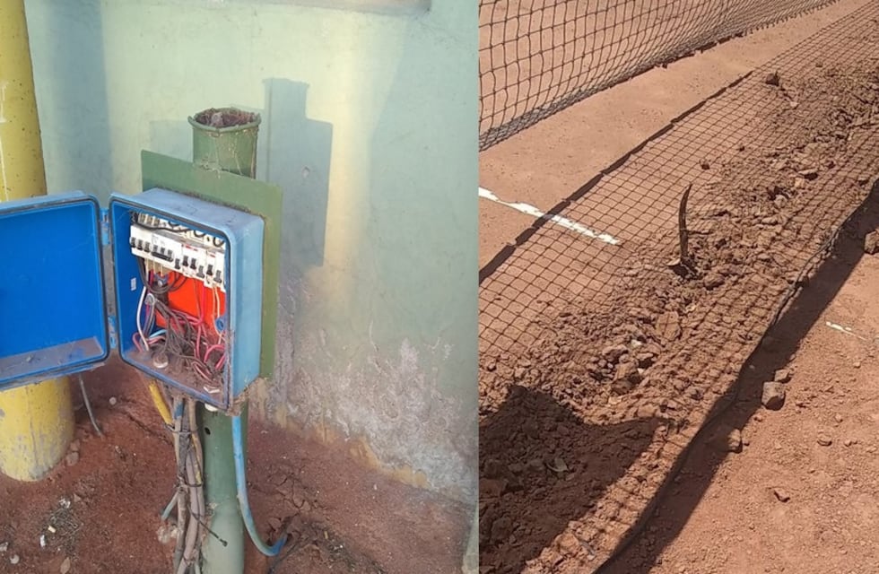 Robaron los cables de la instalación eléctrica de las canchas de tenis del Club Costa Sud