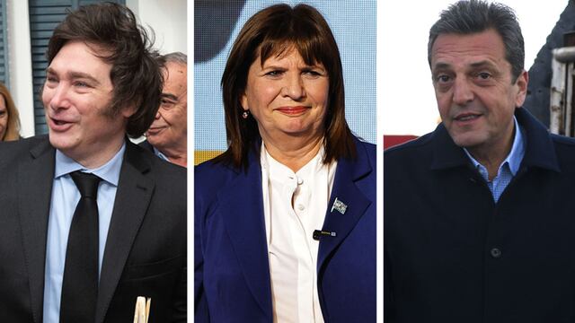 Milei, Bullrich, Massa; tres postulantes que sacaron más votos en la elección primaria. Foto: Los Andes.