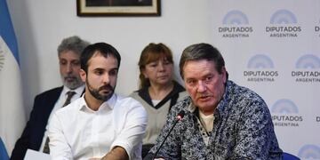 El diputado Martín Maquieyra y Ramón Dupuy en el Congreso por la Ley Lucio.