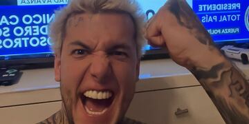 La alegría de Alex Caniggia tras el triunfo de Javier Milei.