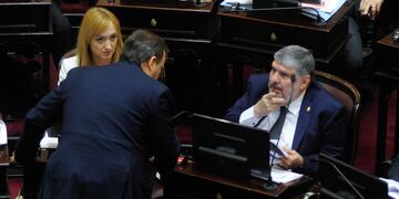 Los senadores de Unión por la Patria José Mayans y Anabel Fernández Sagasti (Foto: Federico López Claro)