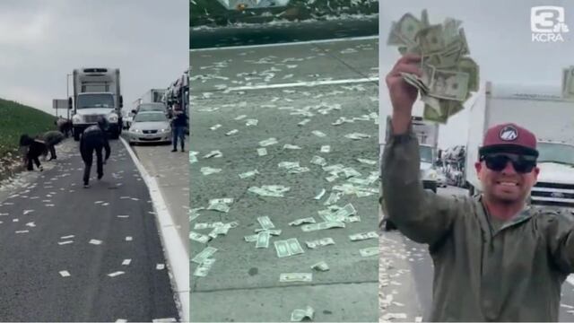 Lluvia de dólares en la autopista: chocó un camión que transportaba dinero y se desató un caos