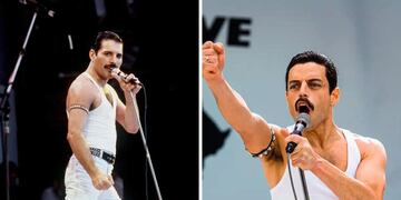 Freddy Mercury y Rami Malek interpretándolo.