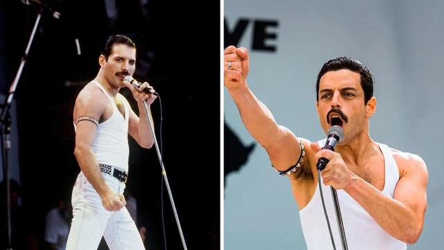 Freddy Mercury y Rami Malek interpretándolo.