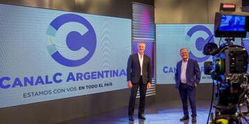 José Aiassa y Luis Schenone, presidente y vice de Canal C, que se expande a nivel nacional y al Uruguay (La Voz).