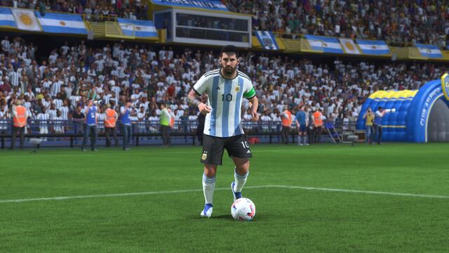 Capturas de imagen de la representación de los jugadores del seleccionado argentino en el videojuego Fifa 23.